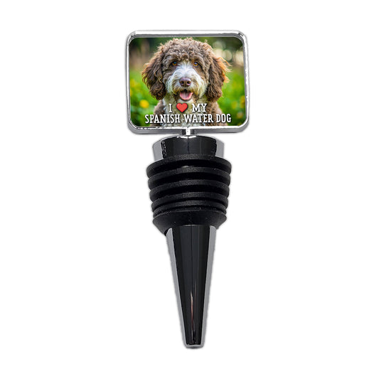 I Love My Spanish Water Dog Heart Wine Bottle Stopper