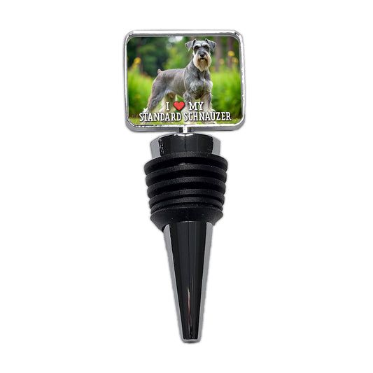 I Love My Standard Schnauzer Dog Heart Wine Bottle Stopper