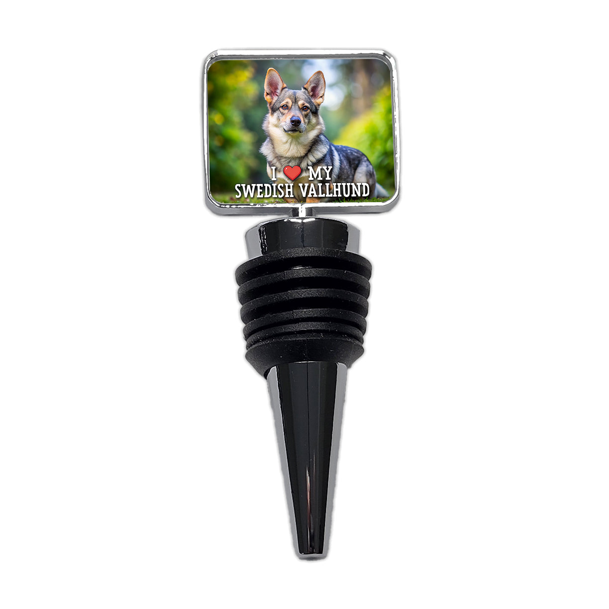 I Love My Swedish Vallhund Dog Heart Wine Bottle Stopper