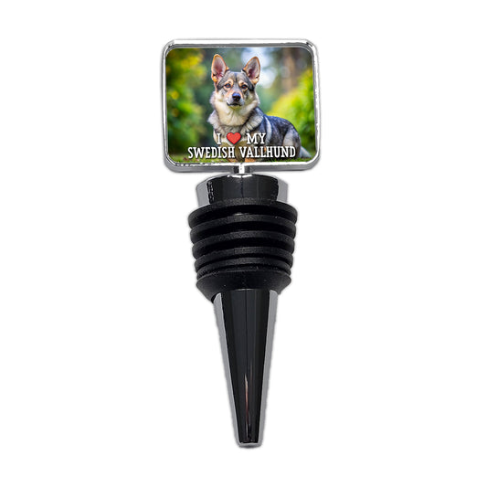 I Love My Swedish Vallhund Dog Heart Wine Bottle Stopper