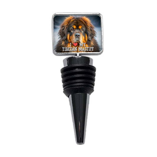 I Love My Tibetan Mastiff Dog Heart Wine Bottle Stopper