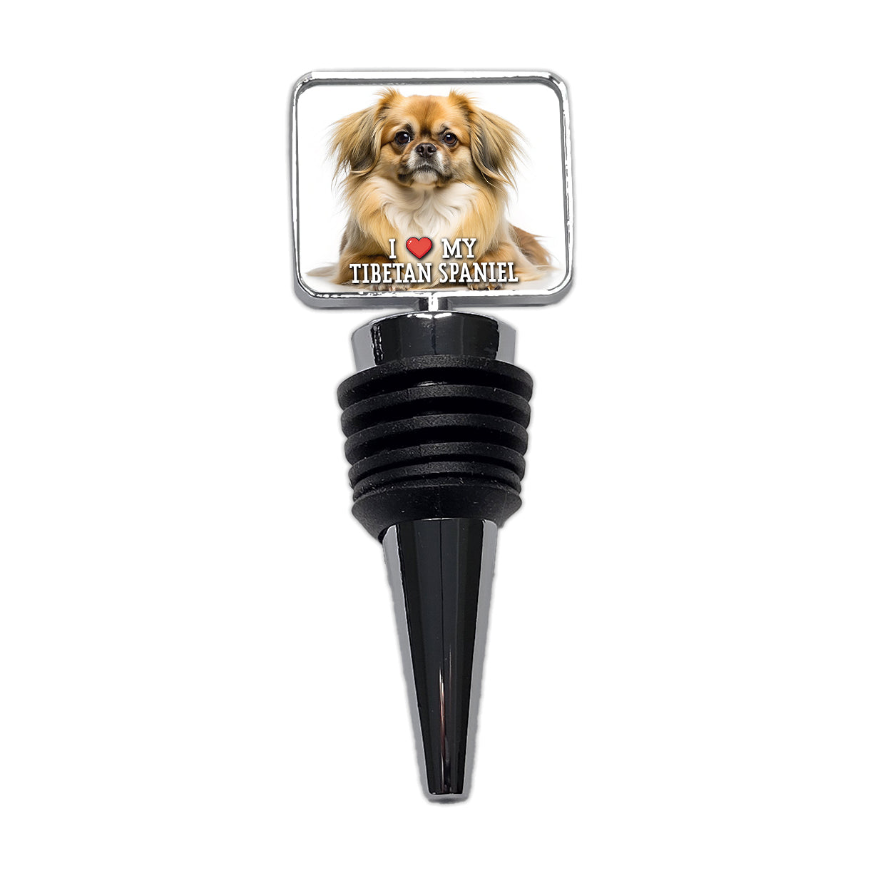 I Love My Tibetan Spaniel Dog Heart Wine Bottle Stopper