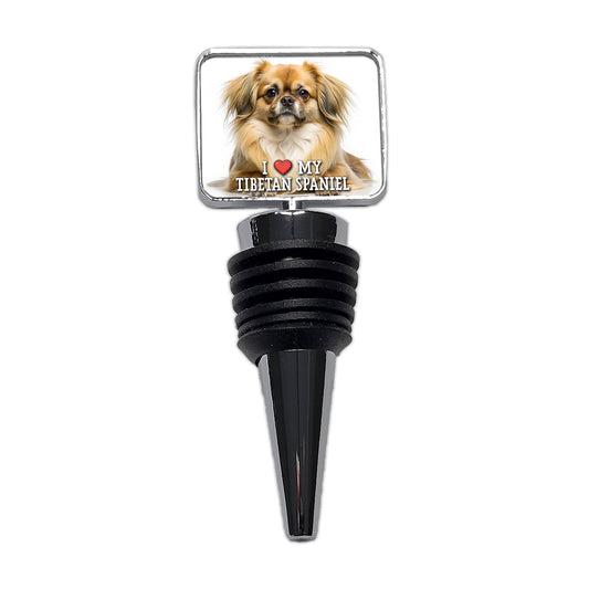 I Love My Tibetan Spaniel Dog Heart Wine Bottle Stopper