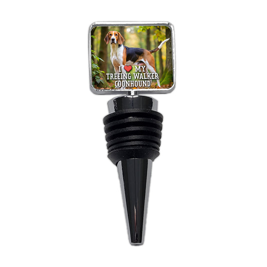 I Love My Treeing Walker Coonhound Dog Heart Wine Bottle Stopper