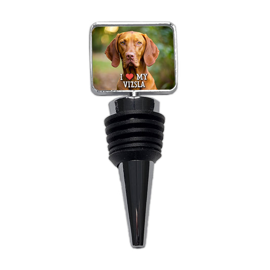 I Love My Vizsla Dog Heart Wine Bottle Stopper