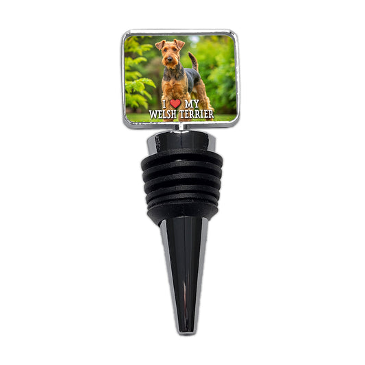 I Love My Welsh Terrier Dog Heart Wine Bottle Stopper