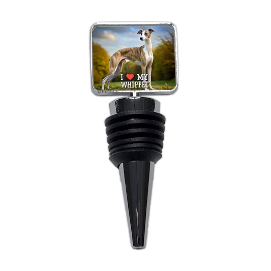 I Love My Whippet Dog Heart Wine Bottle Stopper