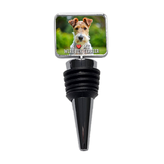 I Love My Wire Fox Terrier Dog Heart Wine Bottle Stopper