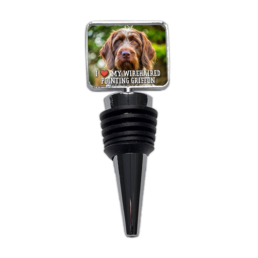 I Love My Wirehaired Pointing Griffon Dog Heart Wine Bottle Stopper