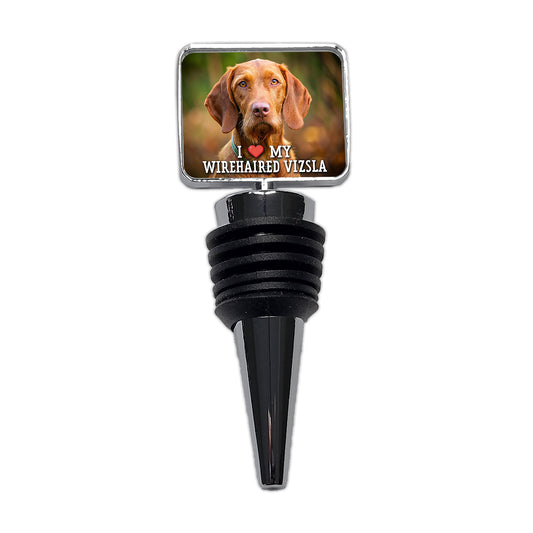 I Love My Wirehaired Vizsla Dog Heart Wine Bottle Stopper