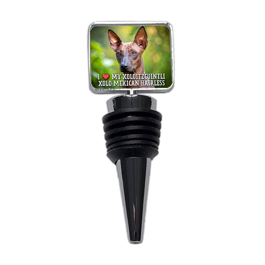 I Love My Xoloitzcuintli Xolo Mexican Hairless Dog Heart Wine Bottle Stopper