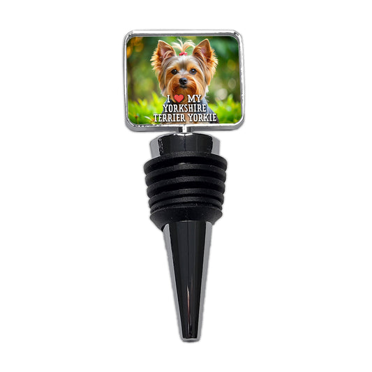 I Love My Yorkshire Terrier Yorkie Dog Heart Wine Bottle Stopper