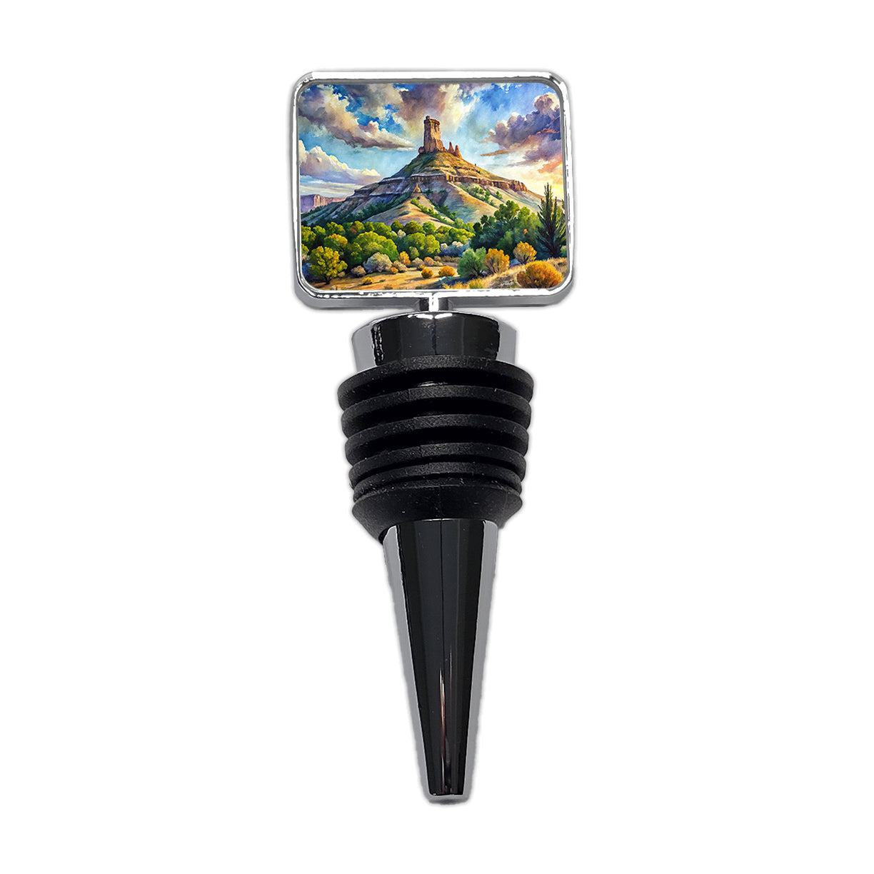 Chimney Rock National Monument Colorado Watercolor Style Wine Bottle Stopper
