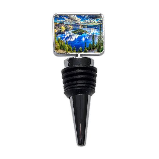 Crater Lake National Park Oregon Watercolor Style Wine Bottle Stopper