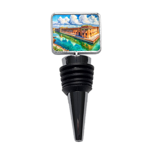 Dry Tortugas National Park Florida Watercolor Style Wine Bottle Stopper