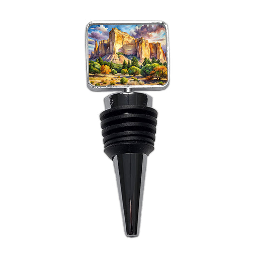El Morro National Monument New Mexico Watercolor Style Wine Bottle Stopper
