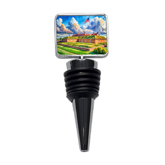 Fort McHenry National Monument Maryland Watercolor Style Wine Bottle Stopper