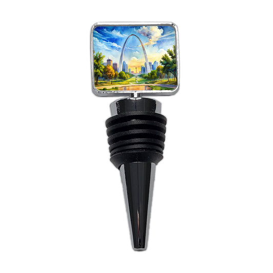 Gateway Arch National Park Missouri Watercolor Style Wine Bottle Stopper
