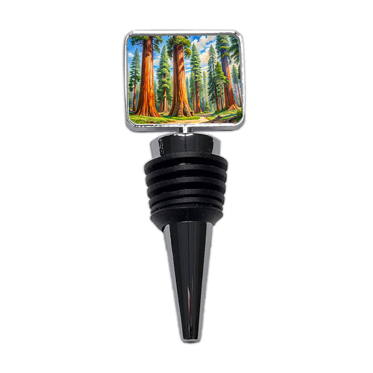 Giant Sequoia National Monument California Watercolor Style Wine Bottle Stopper