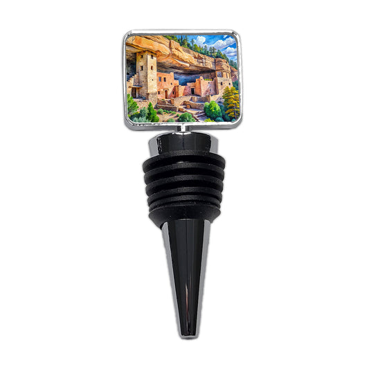 Gila Cliff Dwellings National Monument New Mexico Watercolor Style Wine Bottle Stopper