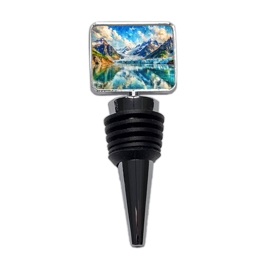 Glacier Bay National Park Alaska Watercolor Style Wine Bottle Stopper