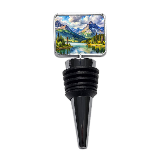 Glacier National Park Montana Watercolor Style Wine Bottle Stopper