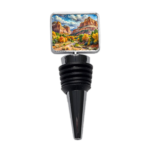 Grand Staircase - Escalante National Monument Utah Watercolor Style Wine Bottle Stopper