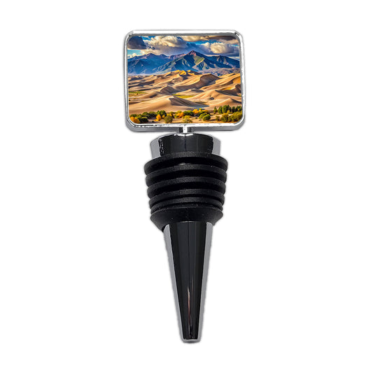 Great Sand Dunes National Park Colorado Watercolor Style Wine Bottle Stopper