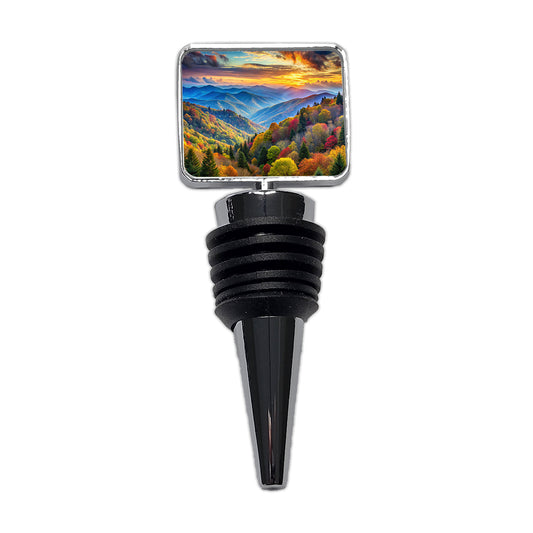 Great Smoky Mountains National Park North Carolina Tennessee Watercolor Style Wine Bottle Stopper