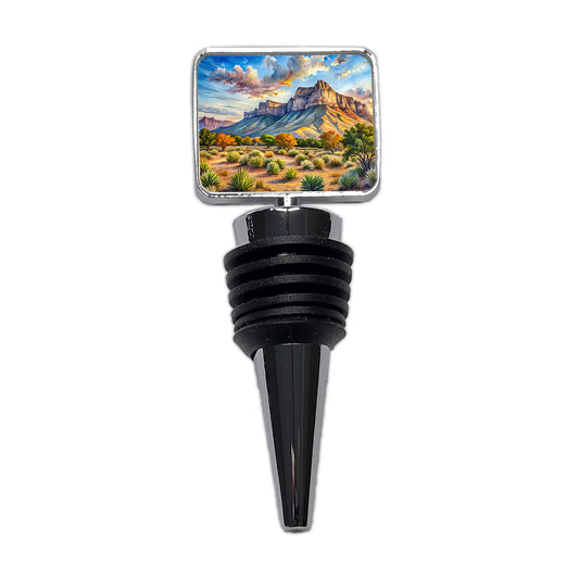 Guadalupe Mountains National Park Texas Watercolor Style Wine Bottle Stopper