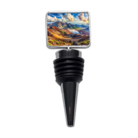 Haleakala National Park Hawaii Watercolor Style Wine Bottle Stopper
