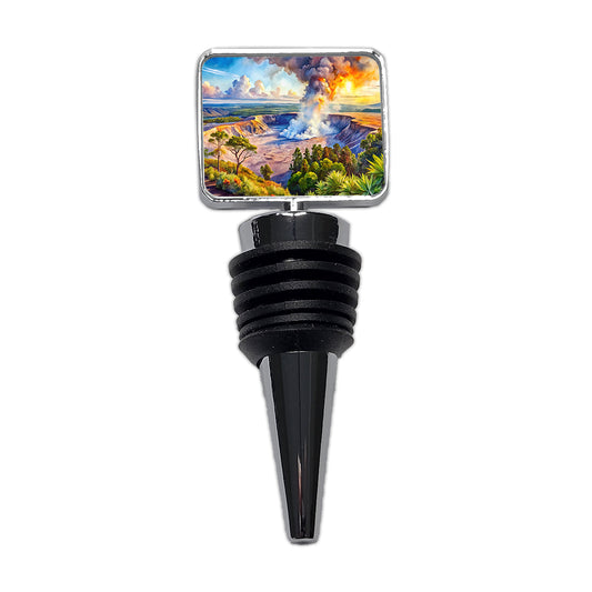Hawai'i Volcanoes National Park Watercolor Style Wine Bottle Stopper