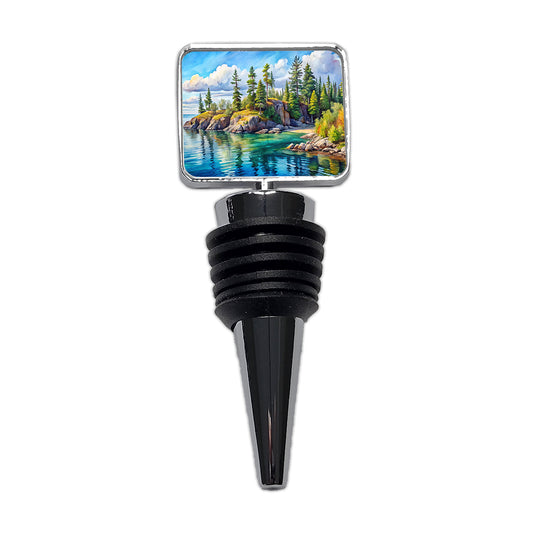 Isle Royale National Park Michigan Watercolor Style Wine Bottle Stopper