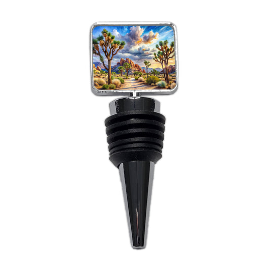 Joshua Tree National Park California Watercolor Style Wine Bottle Stopper