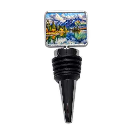 Lake Clark National Park Alaska Watercolor Style Wine Bottle Stopper
