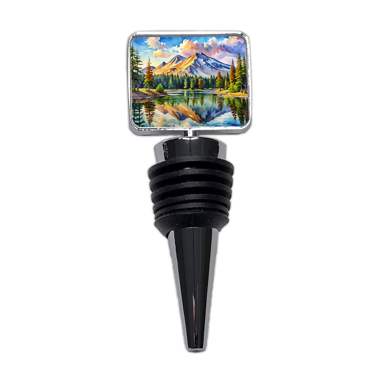 Lassen Volcanic National Park California Watercolor Style Wine Bottle Stopper