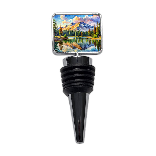 Lassen Volcanic National Park California Watercolor Style Wine Bottle Stopper