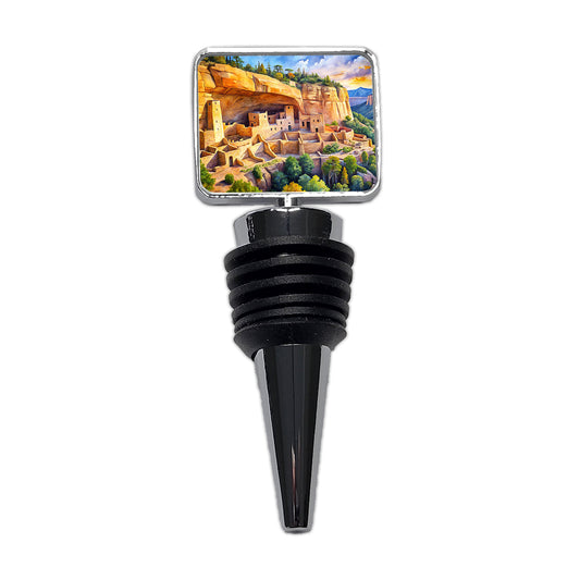 Mesa Verde National Park Colorado Watercolor Style Wine Bottle Stopper