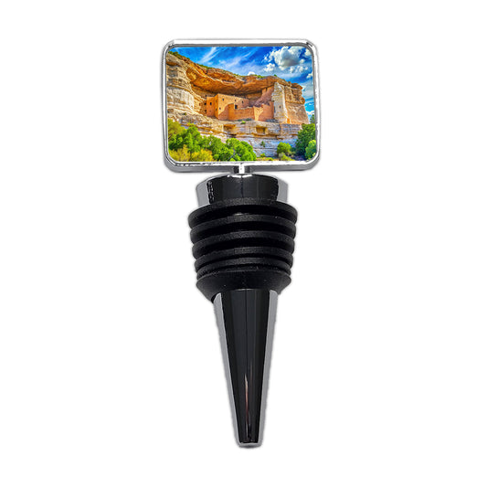 Montezuma Castle National Monument Arizona Watercolor Style Wine Bottle Stopper