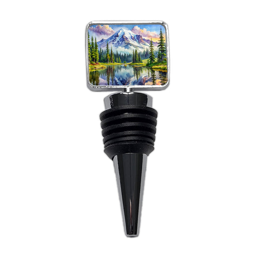 Mount Rainier National Park Washington Watercolor Style Wine Bottle Stopper