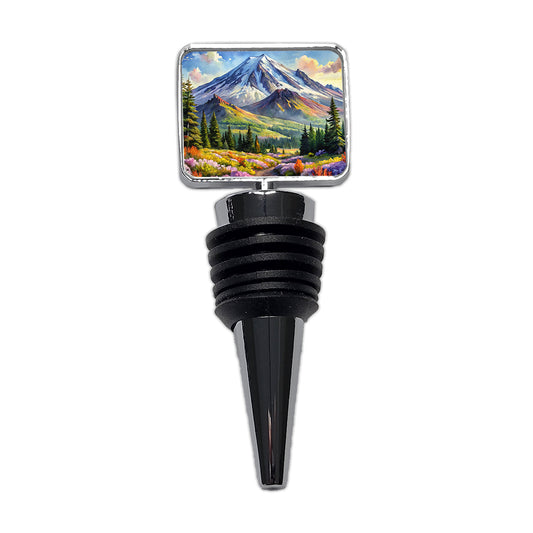 Mount St. Helens Volcanic National Monument Washington Watercolor Style Wine Bottle Stopper
