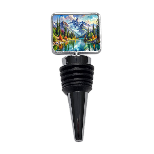 North Cascades National Park Washington Watercolor Style Wine Bottle Stopper