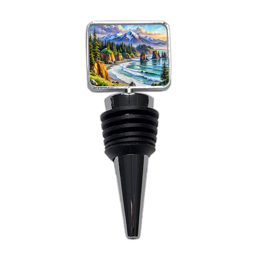 Olympic National Park Washington Watercolor Style Wine Bottle Stopper