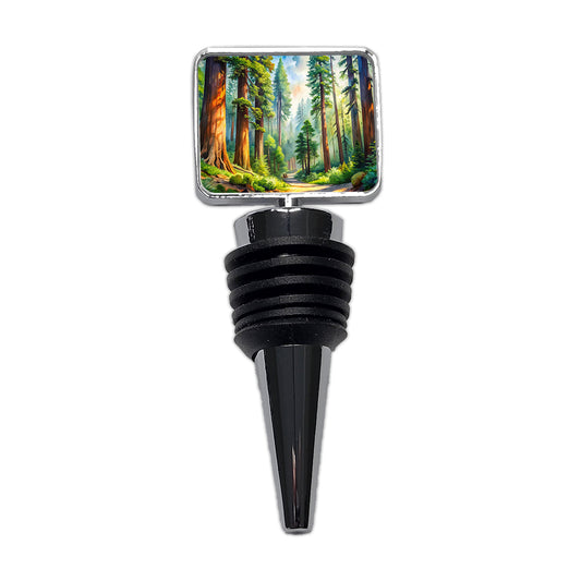 Redwood National Park California Watercolor Style Wine Bottle Stopper