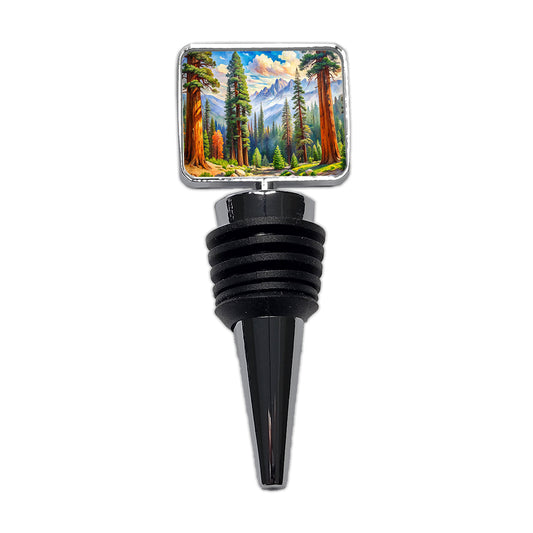 Sequoia National Park California Watercolor Style Wine Bottle Stopper