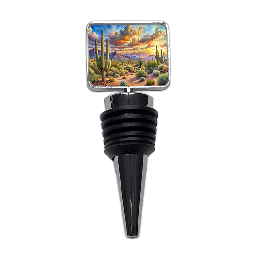 Sonoran Desert National Monument Arizona Watercolor Style Wine Bottle Stopper