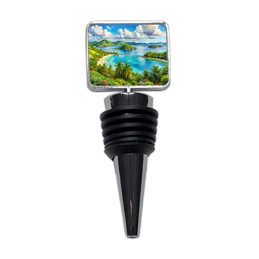 Virgin Islands National Park Watercolor Style Wine Bottle Stopper