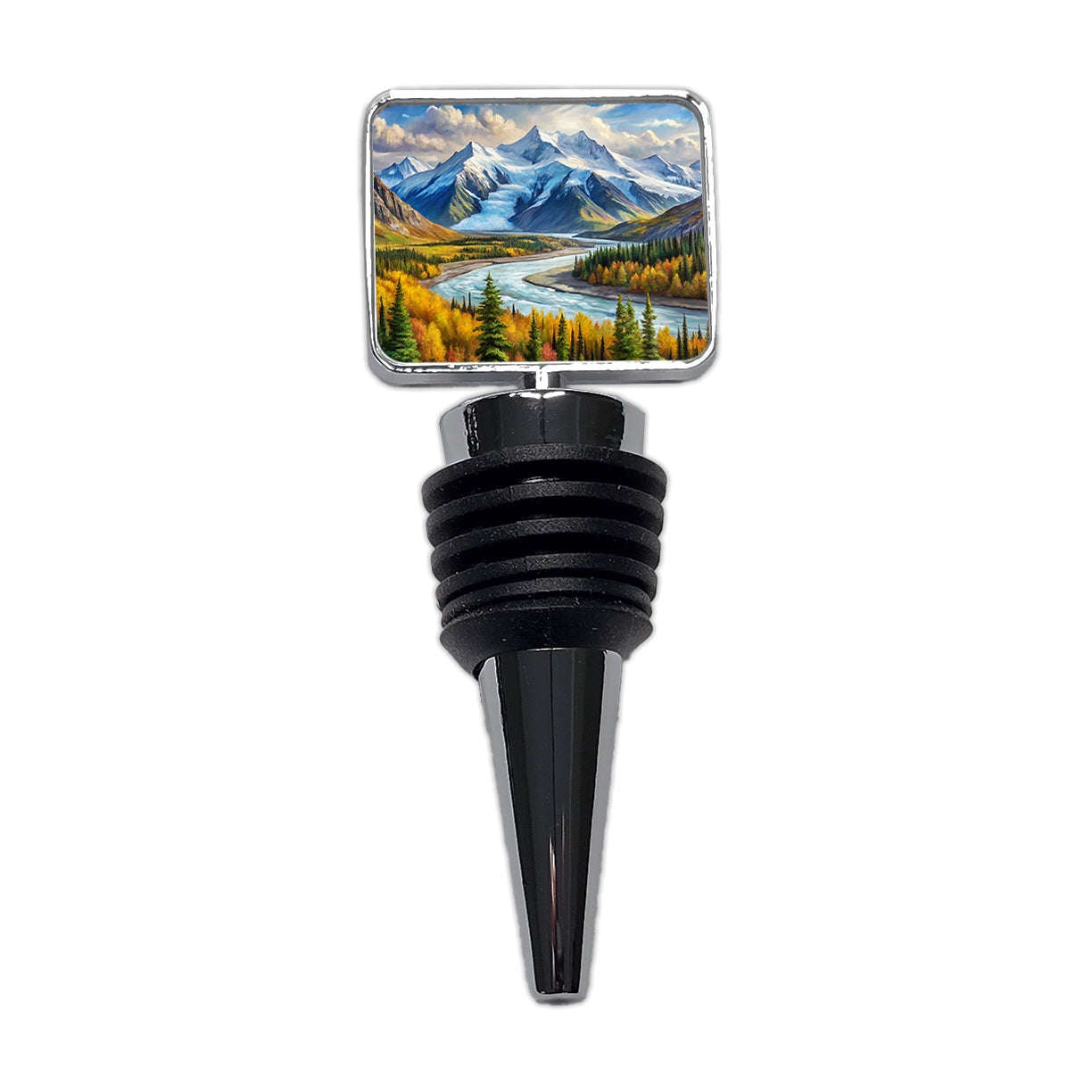 Wrangell - St. Elias National Park Alaska Watercolor Style Wine Bottle Stopper