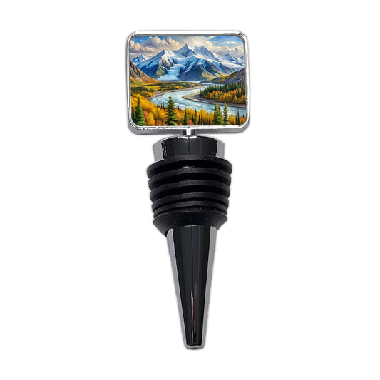 Wrangell - St. Elias National Park Alaska Watercolor Style Wine Bottle Stopper