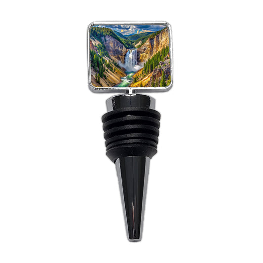 Yellowstone National Park Lower Falls Watercolor Style Wine Bottle Stopper